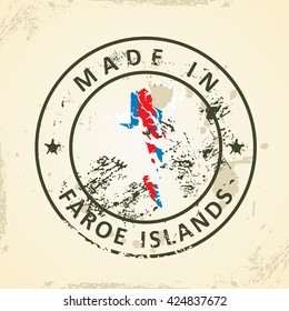 Grunge stamp with map flag of Faroe Islands - vector illustration