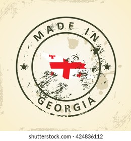 Grunge stamp with map flag of Georgia - vector illustration