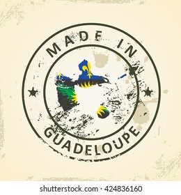 Grunge stamp with map flag of Guadeloupe - vector illustration