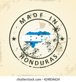 Grunge stamp with map flag of Honduras - vector illustration