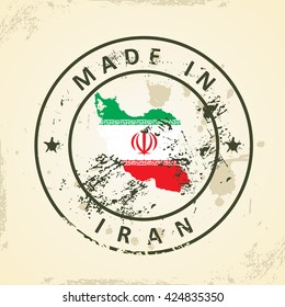Grunge-Stempel mit Kartenflagge Iran - Vektorgrafik