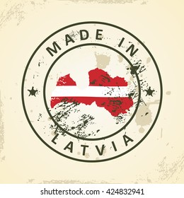 Sello de Grunge con indicador de mapa de Letonia - ilustración vectorial