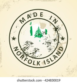 Grunge stamp with map flag of Norfolk Island - vector illustration