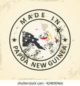 Grunge-Stempel mit Kartenflagge Papua-Neuguinea - Vektorgrafik