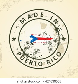 Grunge stamp with map flag of Puerto Rico - vector illustration