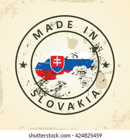 Sello de Grunge con indicador de mapa de Eslovaquia - ilustración vectorial
