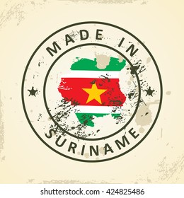 Sello ondulado con indicador de mapa de Surinam - ilustración vectorial