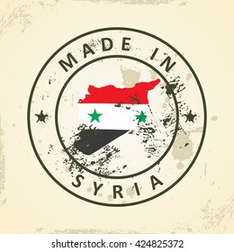 Grunge stamp with map flag of Syria - vector illustration