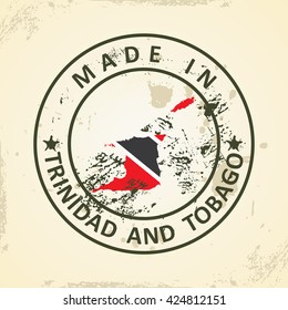 Grunge stamp with map flag of Trinidad and Tobago - vector illustration