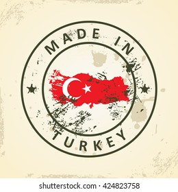 farbige Schmutzspritzer mit türkischer Kartenflagge - Vektorgrafik