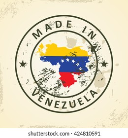 Grunge stamp with map flag of Venezuela - vector illustration
