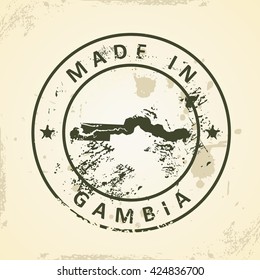 Grunge stamp with map of Gambia - vector illustration