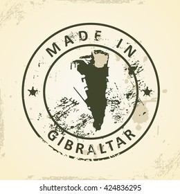 Grunge stamp with map of Gibraltar - vector illustration
