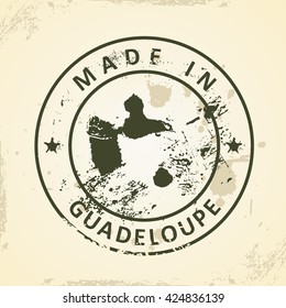 Grunge stamp with map of Guadeloupe - vector illustration