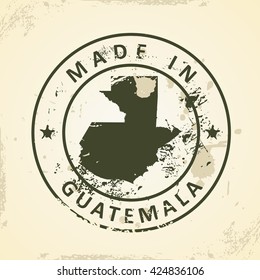 Grunge stamp with map of Guatemala - vector illustration
