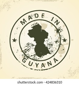 Estampilla de Grunge con mapa de Guyana - ilustración vectorial