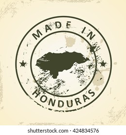 Estampilla de Grunge con mapa de Honduras - ilustración vectorial
