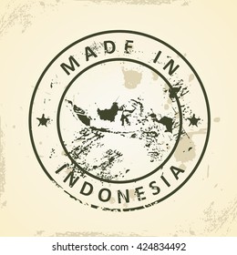 Grunge-Stempel mit Karte Indonesiens - Vektorgrafik