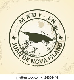 Grunge stamp with map of Juan de Nova Island - vector illustration