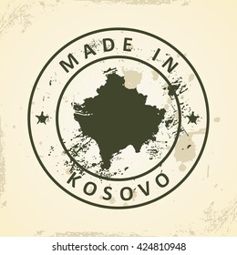 Grunge stamp with map of Kosovo - vector illustration