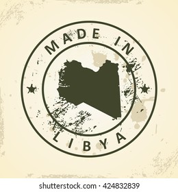 Grunge stamp with map of Libya - vector illustration