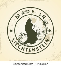 Grunge stamp with map of Liechtenstein - vector illustration