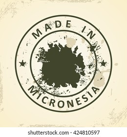 Grunge stamp with map of Micronesia - vector illustration