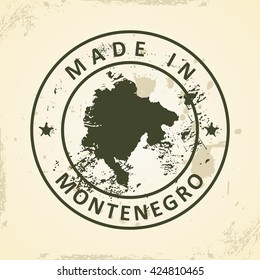 Grunge stamp with map of Montenegro - vector illustration