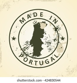Grunge stamp with map of Portugal - vector illustration