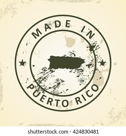 Grunge stamp with map of Puerto Rico - vector illustration