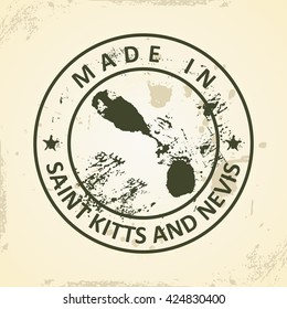 Grunge stamp with map of Saint Kitts and Nevis - vector illustration