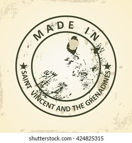 Grunge stamp with map of Saint Vincent and the Grenadines - vector illustration