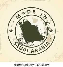 Grunge stamp with map of Saudi Arabia - vector illustration
