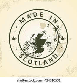 Grunge stamp with map of Scotland - vector illustration