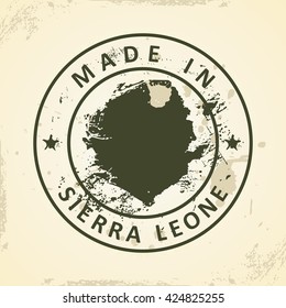 Grunge stamp with map of Sierra Leone - vector illustration