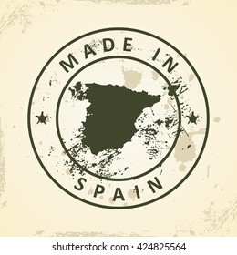 Grunge stamp with map of Spain - vector illustration