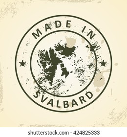 Grunge stamp with map of Svalbard - vector illustration