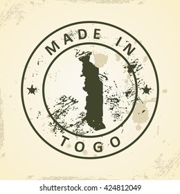 Sello de unge con mapa de Togo - ilustración vectorial