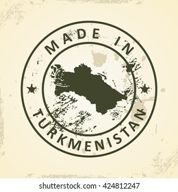 Grunge stamp with map of Turkmenistan - vector illustration