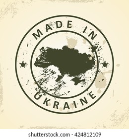 Grunge-Briefmarke mit Karte der Ukraine - Vektorgrafik