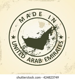 Estampilla gruesa con mapa de los Emiratos Árabes Unidos - ilustración vectorial