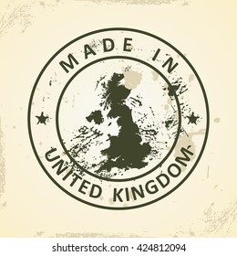 Sello de Grunge con mapa del Reino Unido - ilustración vectorial