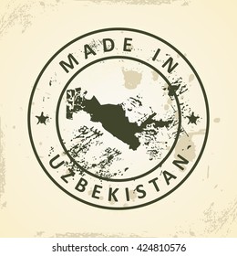 Grunge stamp with map of Uzbekistan - vector illustration