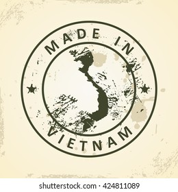 Grunge stamp with map of Vietnam - vector illustration