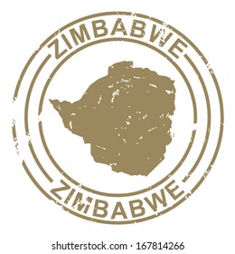 Grunge Stamp with Map of Zimbabwe