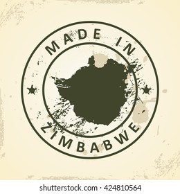 Estampilla gruesa con mapa de Zimbabue - ilustración vectorial