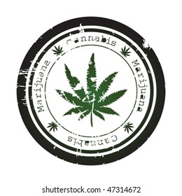 Grunge stamp with marijuana leaf