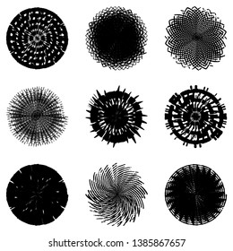 Grunge stamp mockups set of distressed overlay circle mark texture for your design. EPS10 vector.