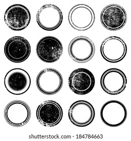 Grunge Stamp Mockups Set Of Distressed Overlay Circle Mark Texture For Your Design. EPS10 Vector.