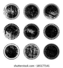 Grunge Stamp Mockups Set Of Distressed Overlay Circle Texture For Your Design. EPS10 Vector.